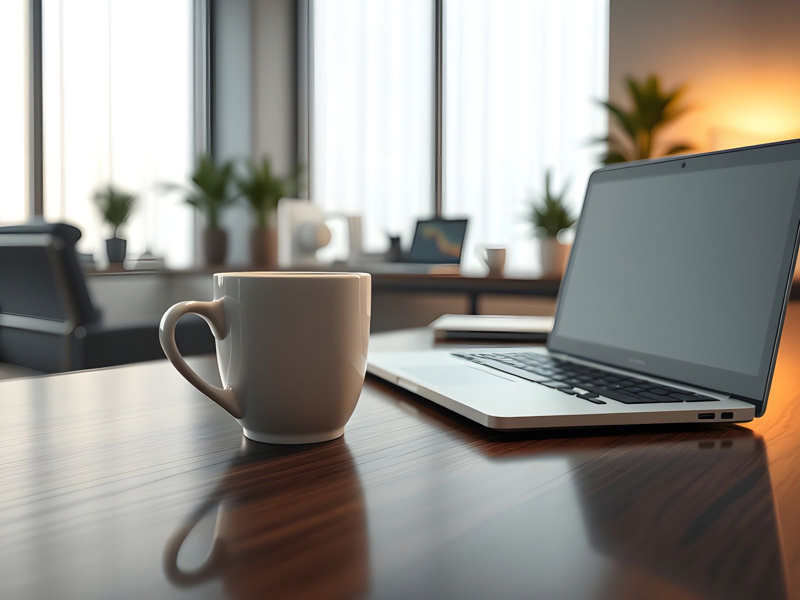 Hyper Realistic Coffee Cup and Laptop in 8K