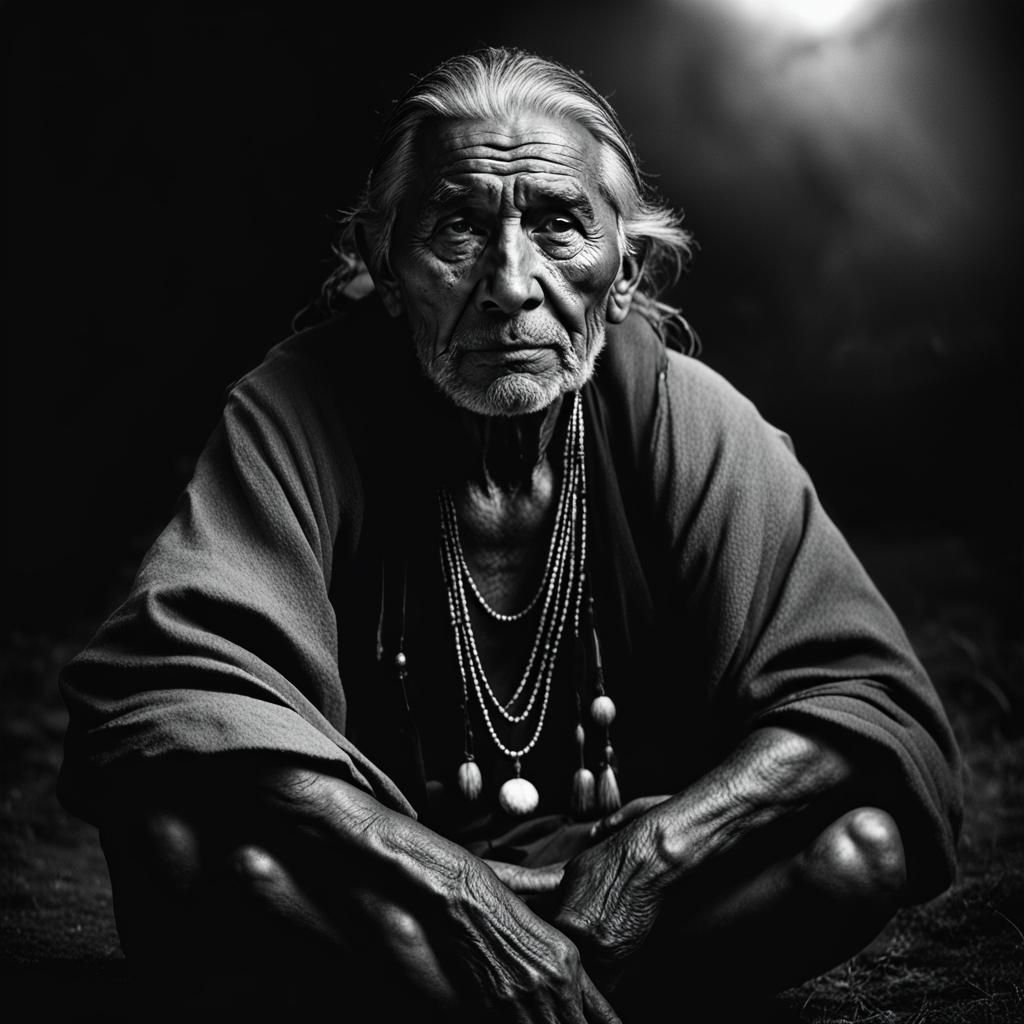 Striking Cherokee Man Portrait in Dramatic Lighting