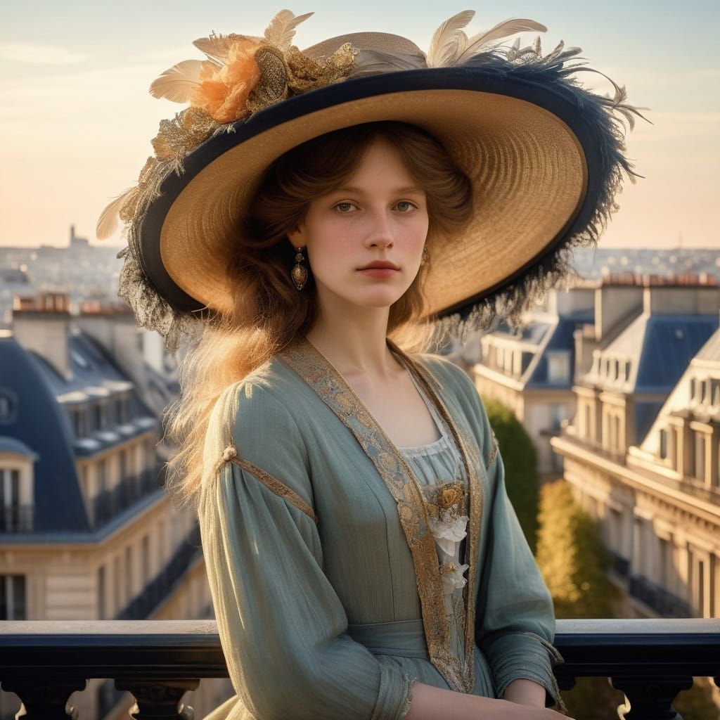 An Elegant Woman on a Parisian Balcony, 1900