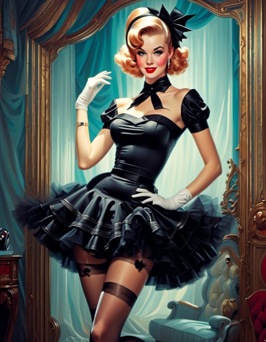 pinup girl in frilly outfit