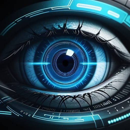 Cybernetic Eye in a Futuristic Atmosphere