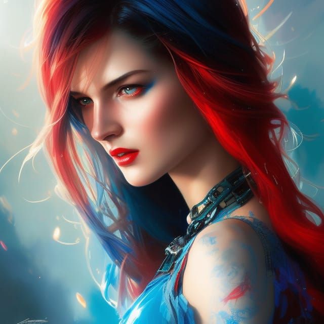 Steampunk Girl Portrait in Art Nouveau Style