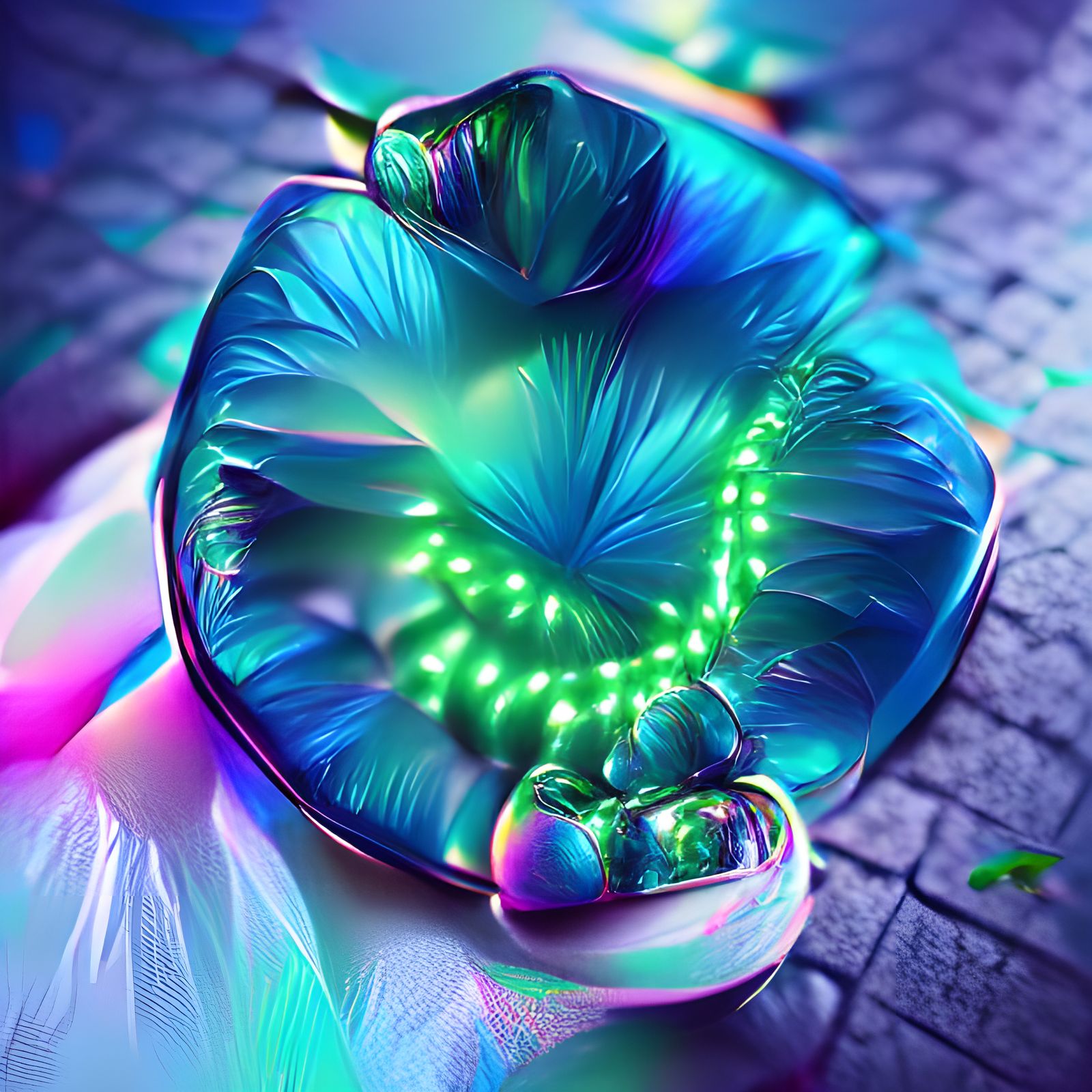 Iridescent Blue Green Neon Glow in 8k Resolution
