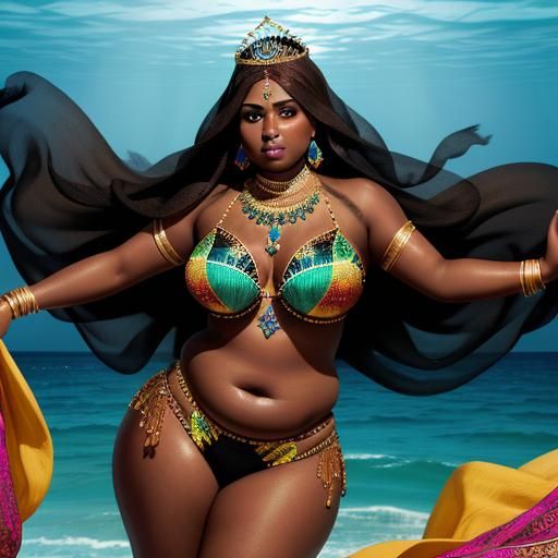 Hyperrealistic Portrait of Dancing Woman in Ocean