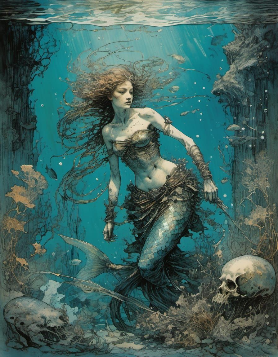 Armoured Mermaid in Mysterious Deep Sea