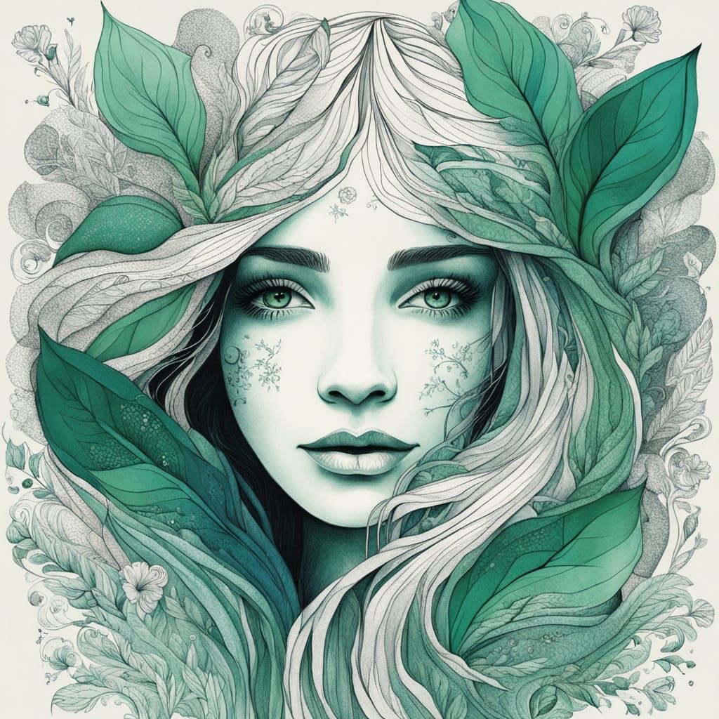 Ethereal Portrait in Whimsical Pedro Amaringo Style