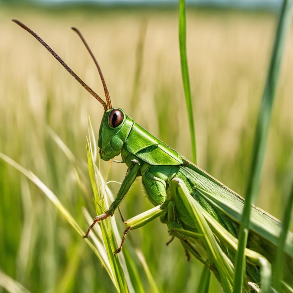 Grasshopper's Macro View of a Summer Field