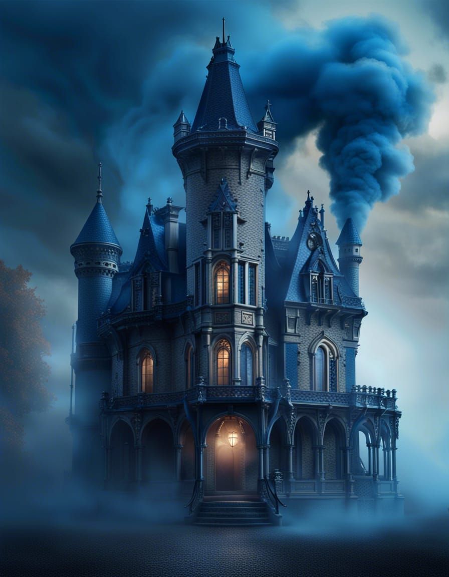 Victorian Castle in Mist: Detailed Matte Painting