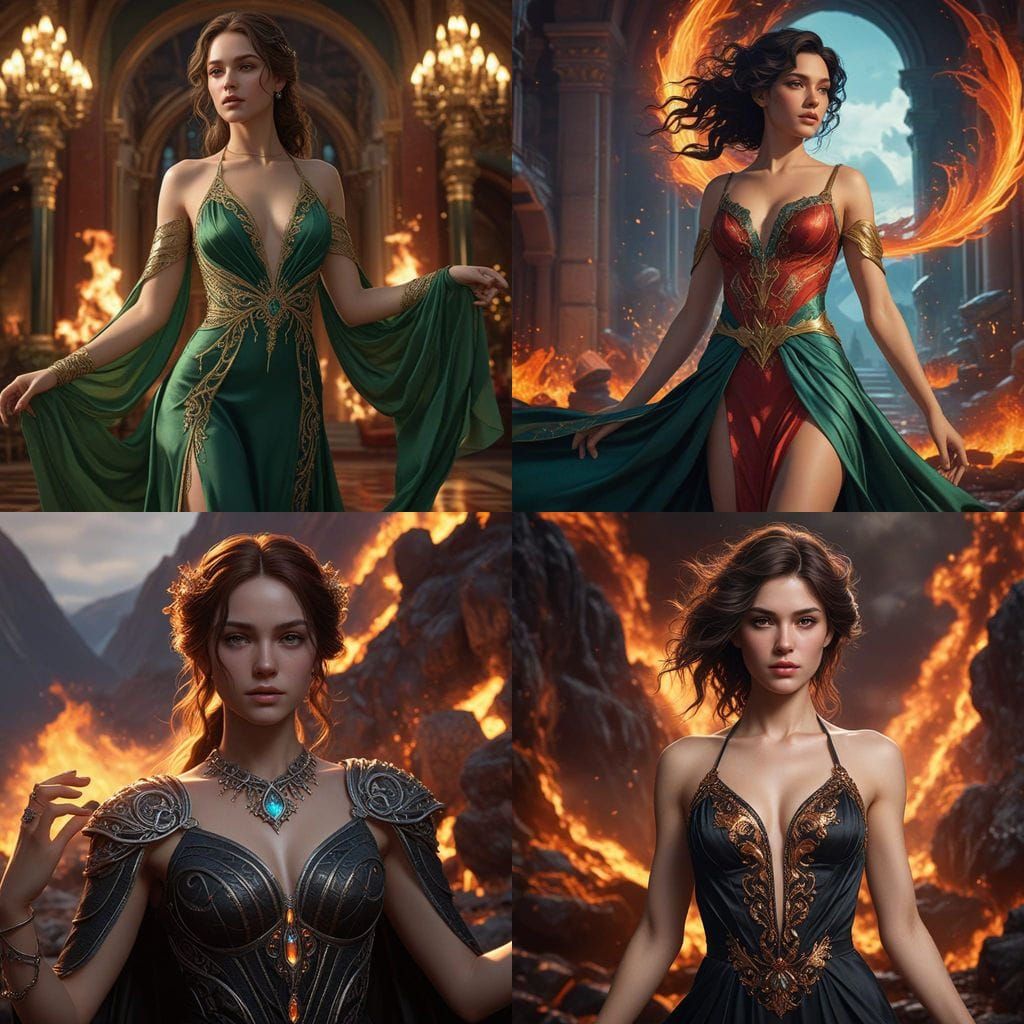 Mystical Goddess Erupts Amidst Volcanic Flames