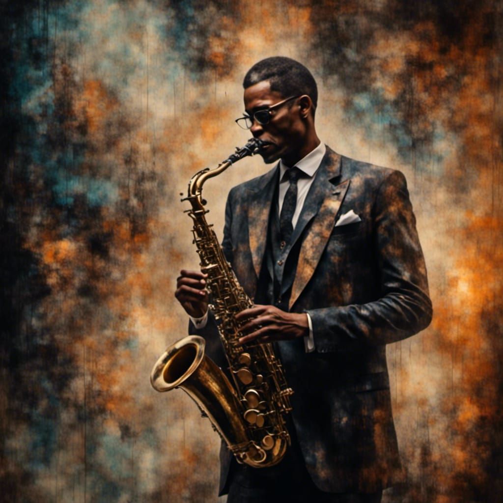 Noir Saxophonist in Smoky Jazz Club