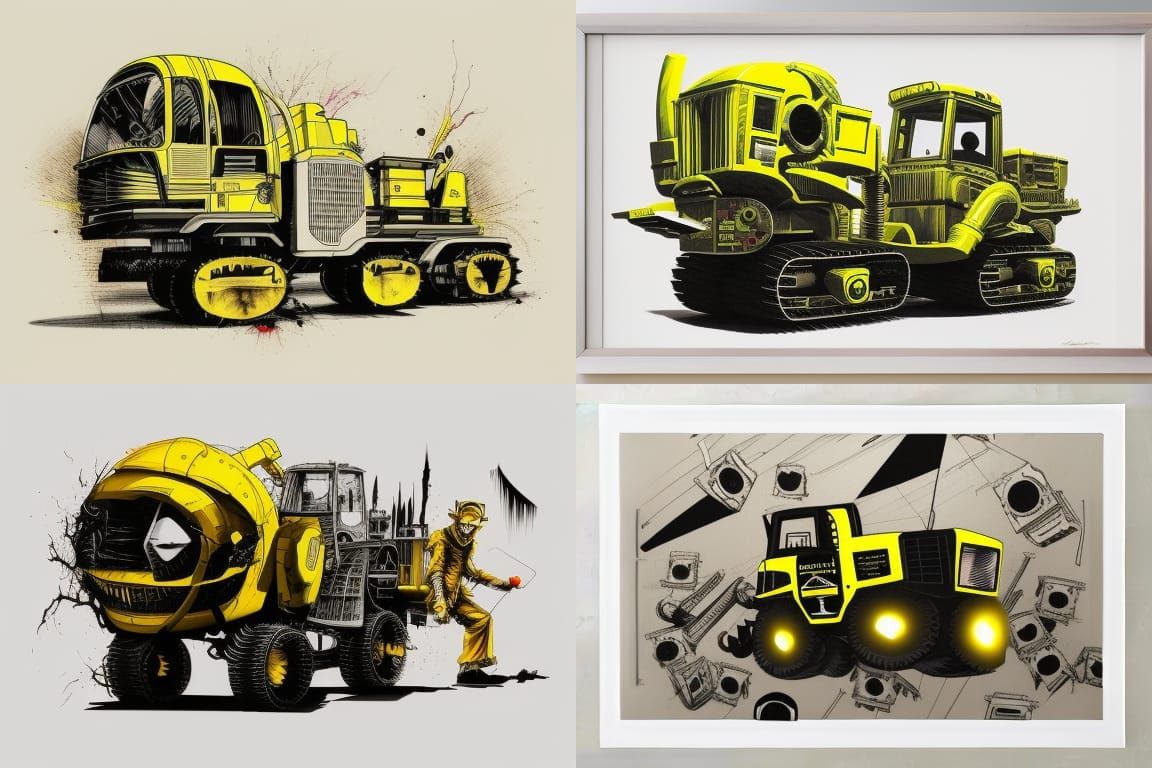Evil Construction Equipment in Steelpunk Horror Art