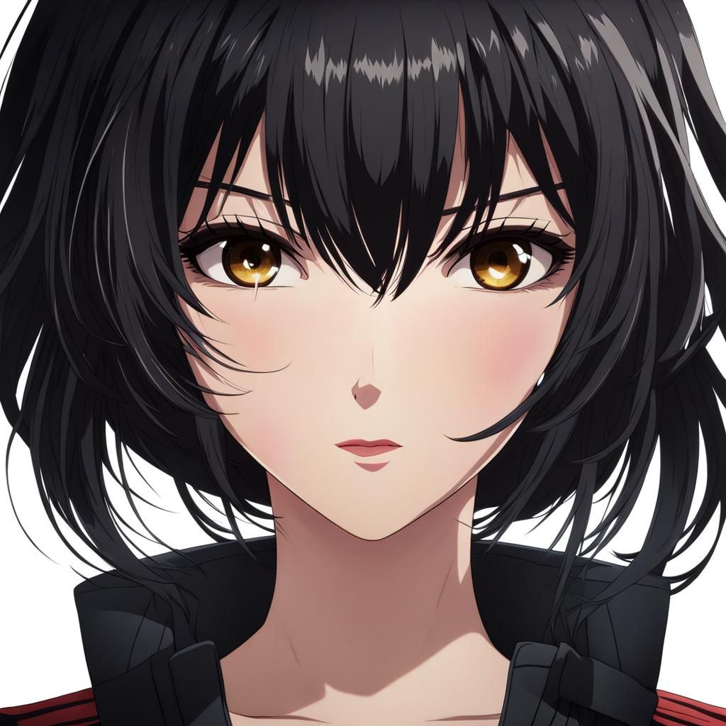 Anime Style Portrait of a Black-Haired Woman