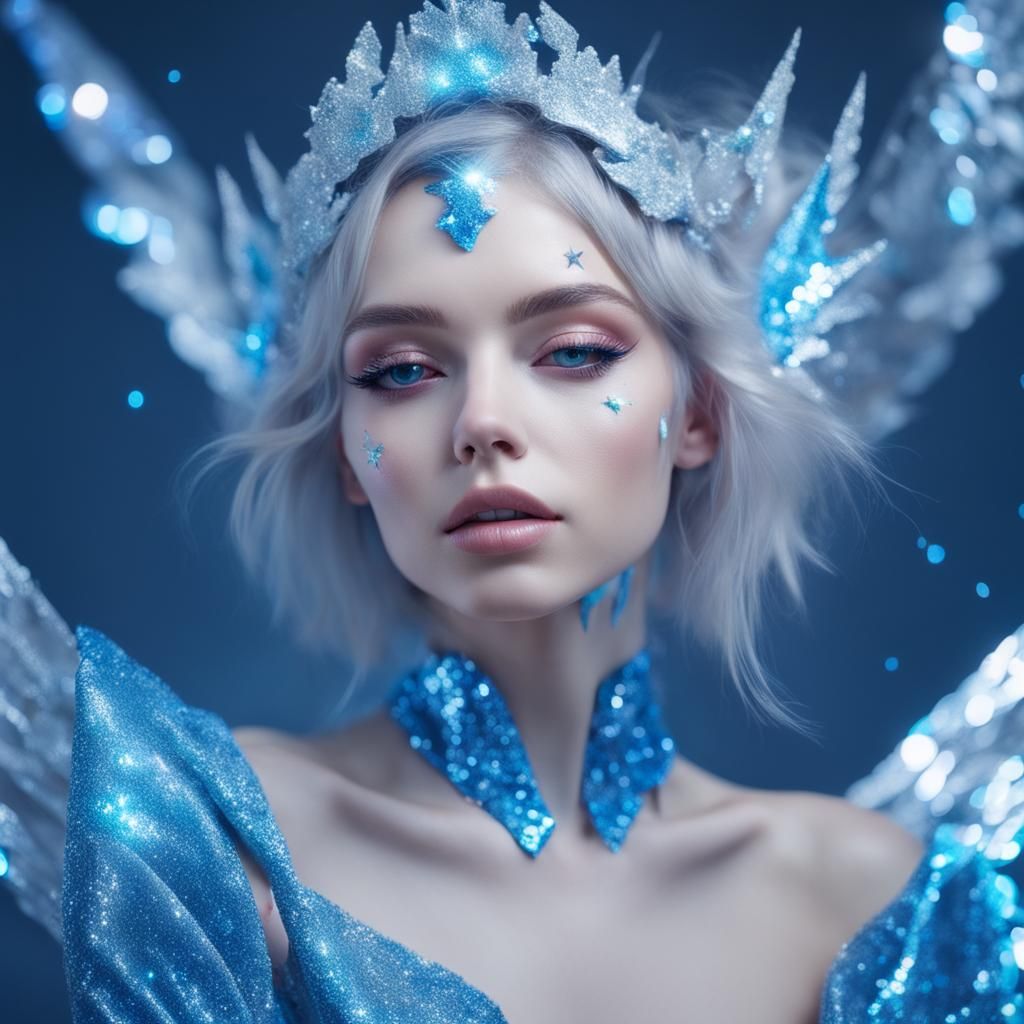 Glittercore Frost Queen Portrait in Blue
