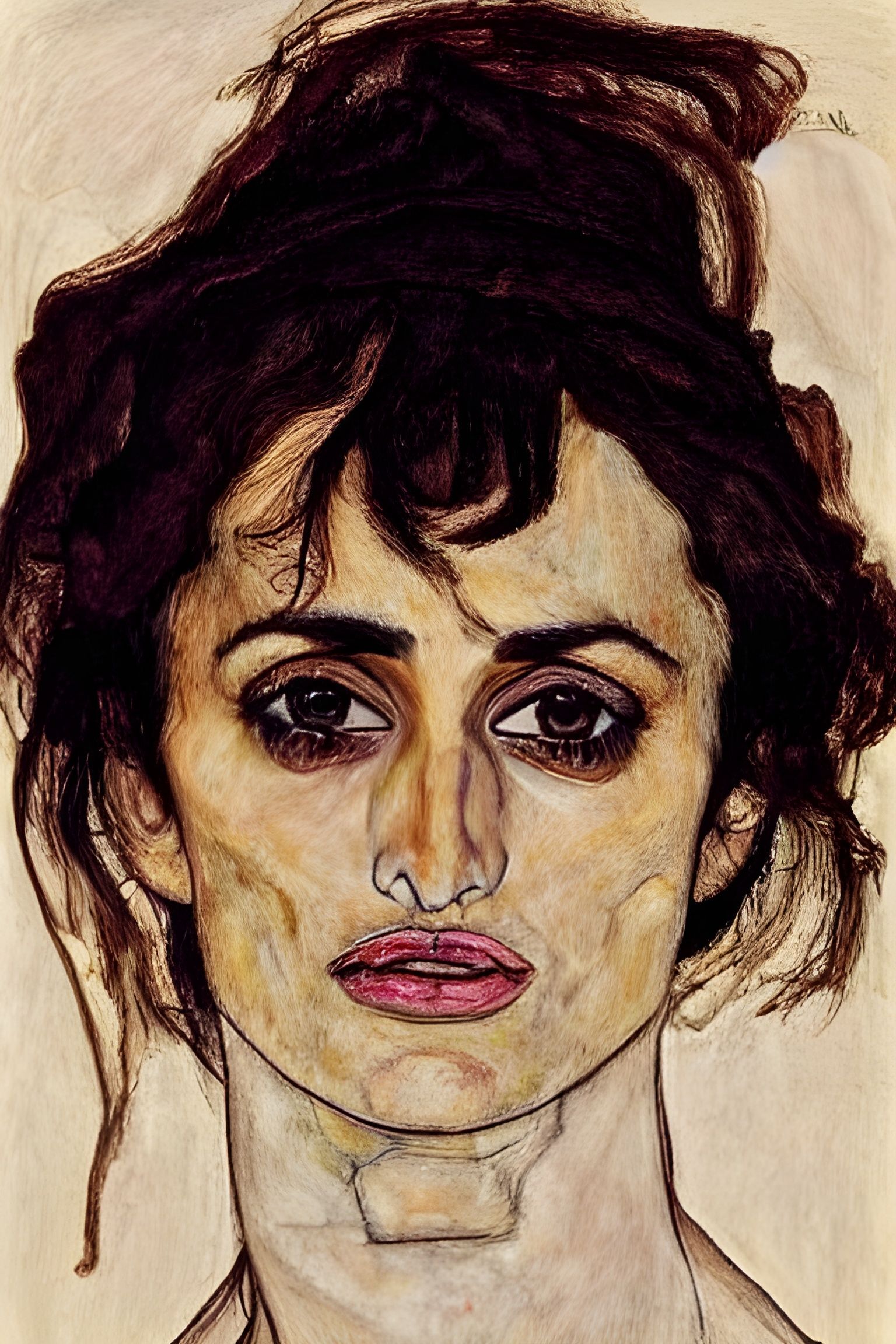 Penélope Cruz Portrait in Expressionist Style