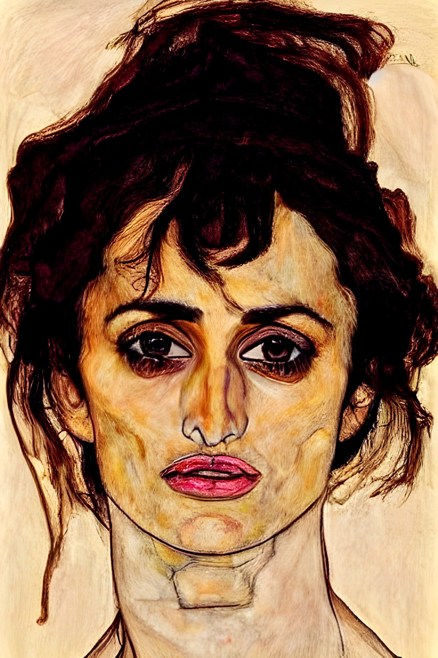 Penélope Cruz Portrait in Expressionist Style
