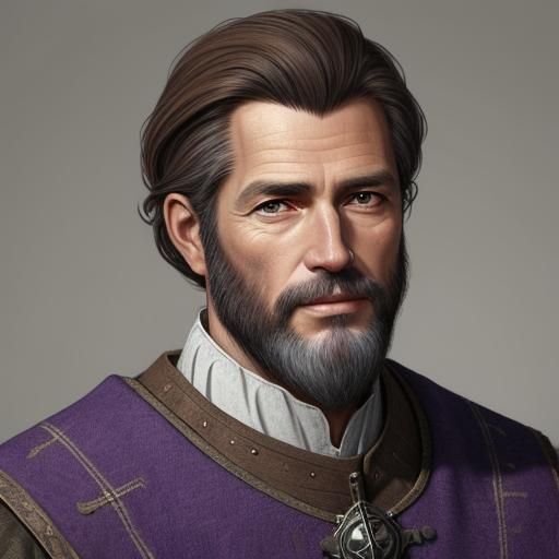 Handsome Medieval Nobleman in Purple and Silver