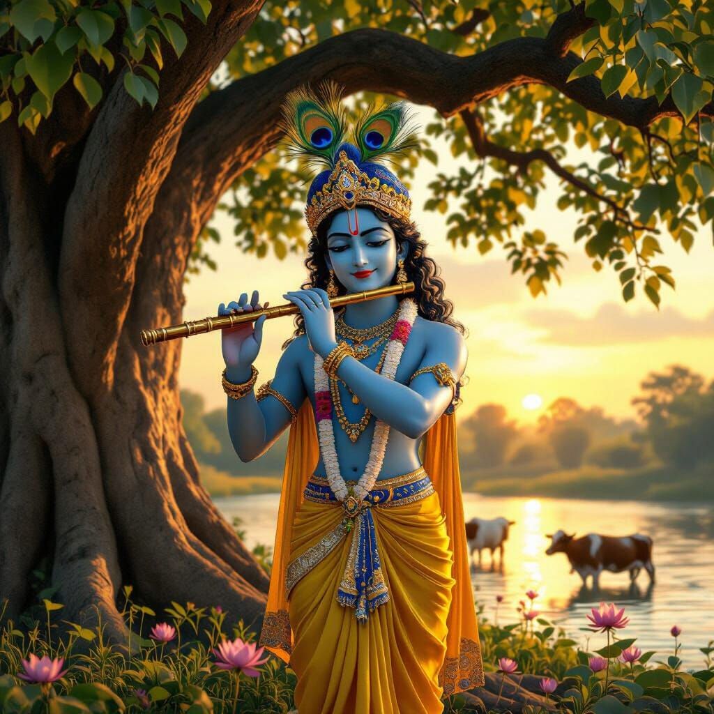 Krishna Under Banyan Tree: 3D Animated Render