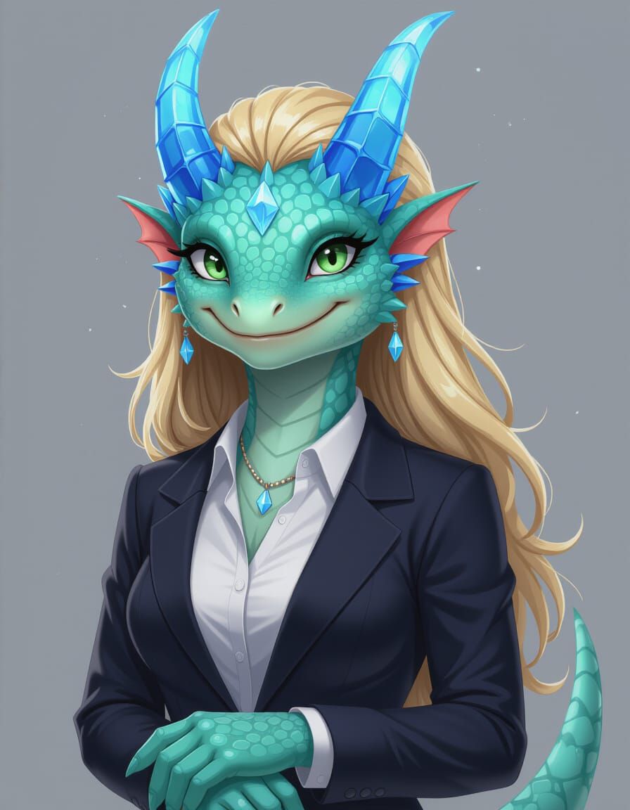 Anthro Lizard Hybrid with Crystal Horns