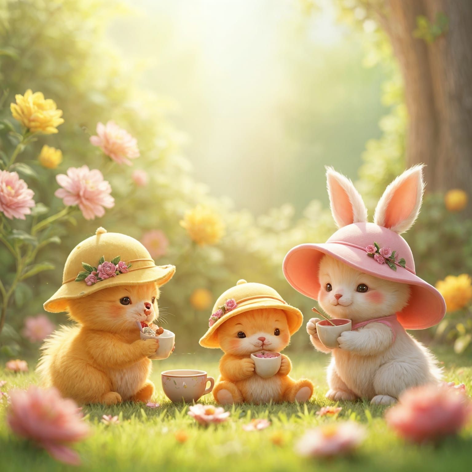 Baby Animal Tea Party: 3D Anime Art