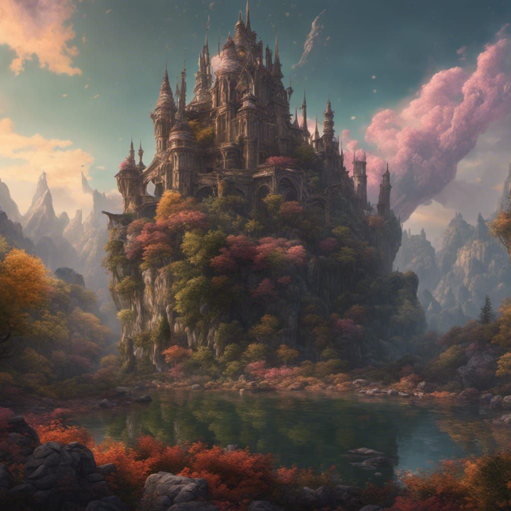 Impressionistic Fantasy Landscape in Detailed Digital Painti...