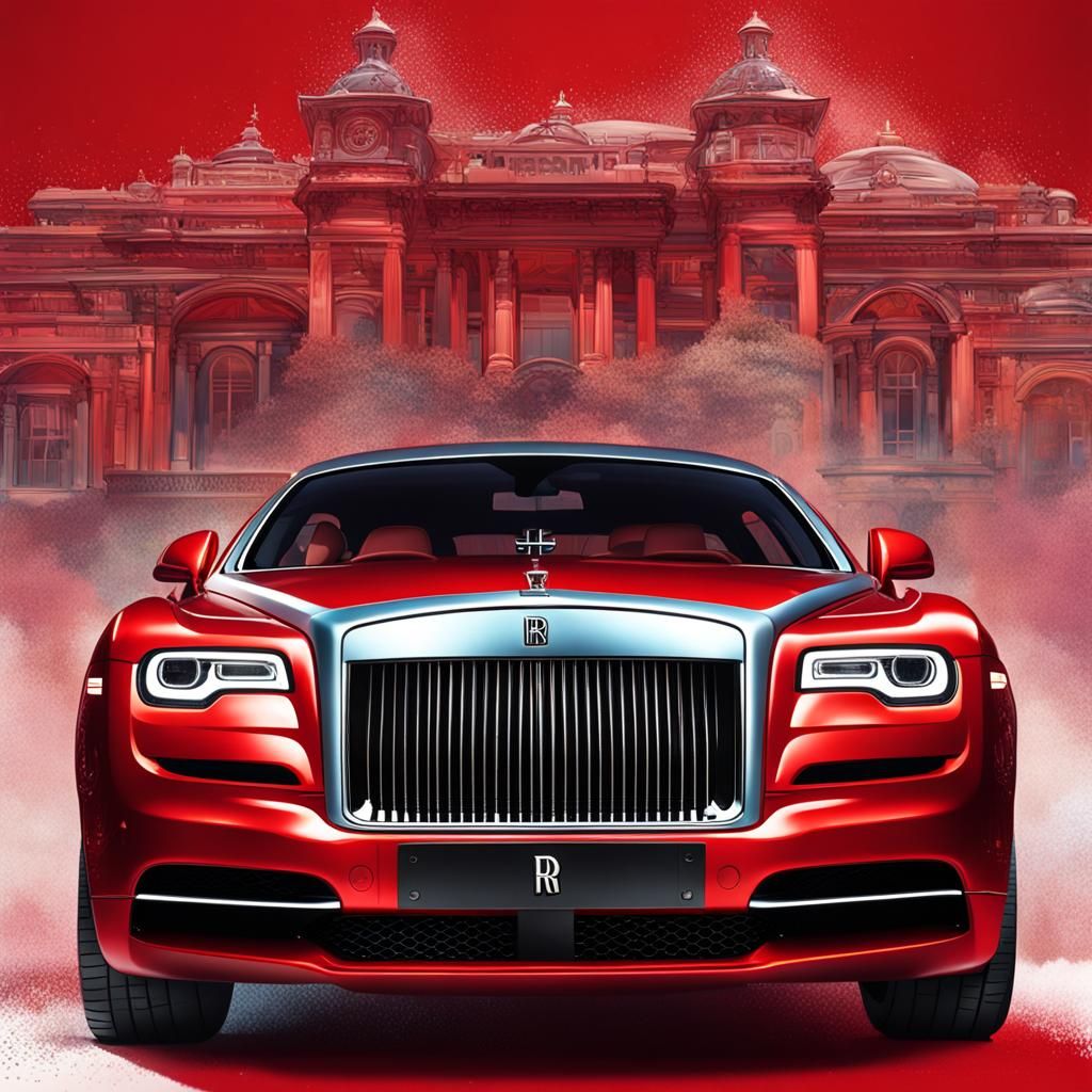 All Red Rolls Royce Wraith in Hyperrealistic Style