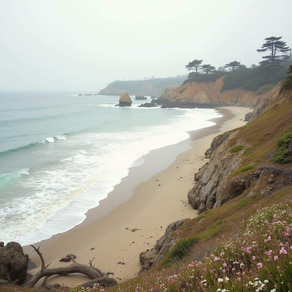 Whimsical Boho Beach Scene Along California Coast