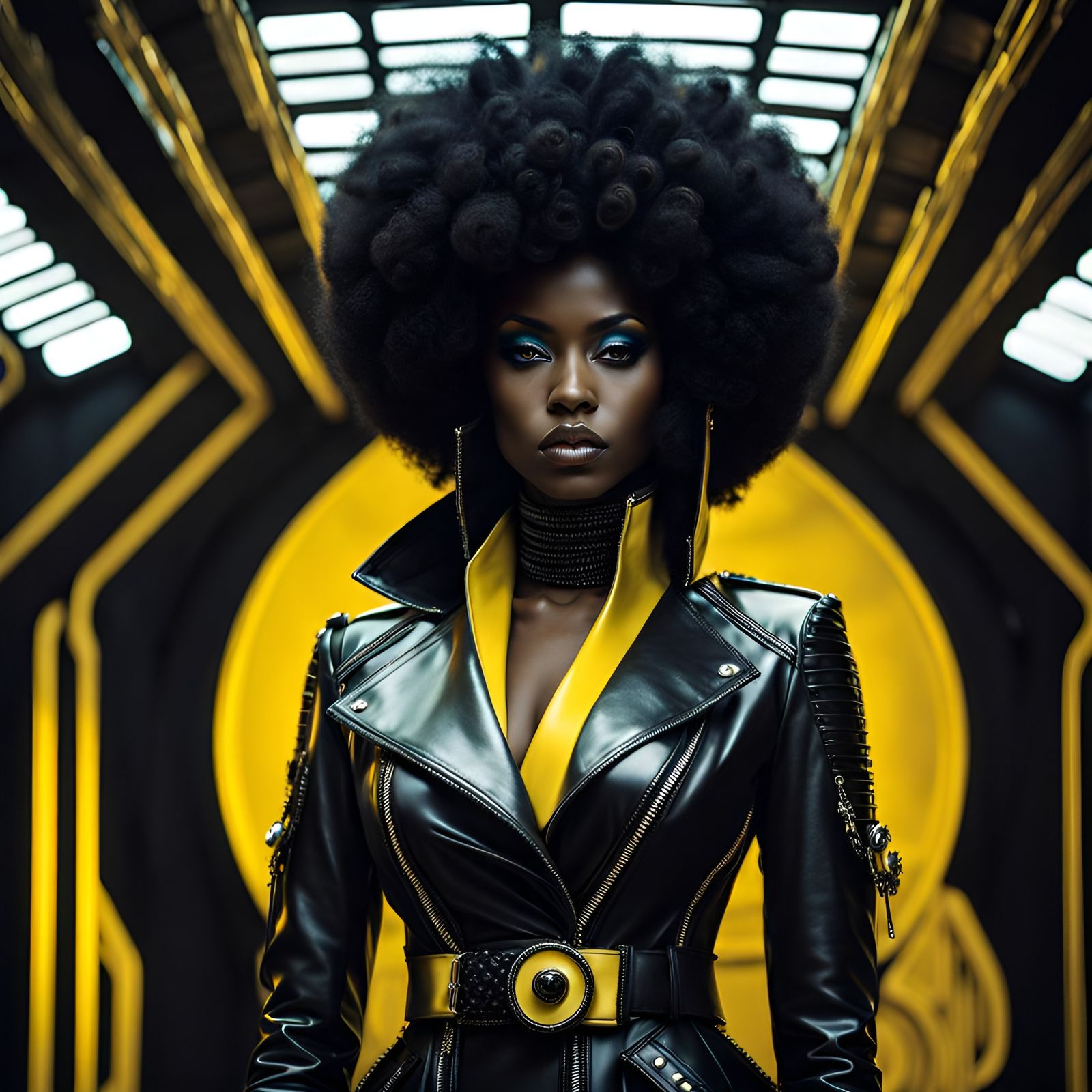 Futuristic Gothic Woman in Noir Style