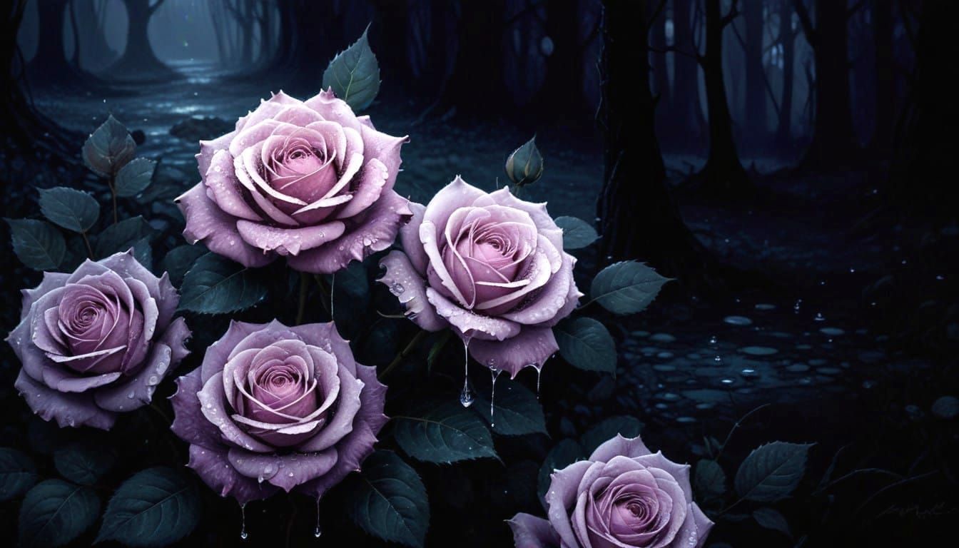 Surreal Purple Roses in Midnight Bloom