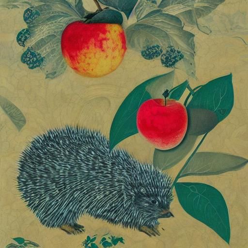 Kirigami Hedgehog and Apple Still Life