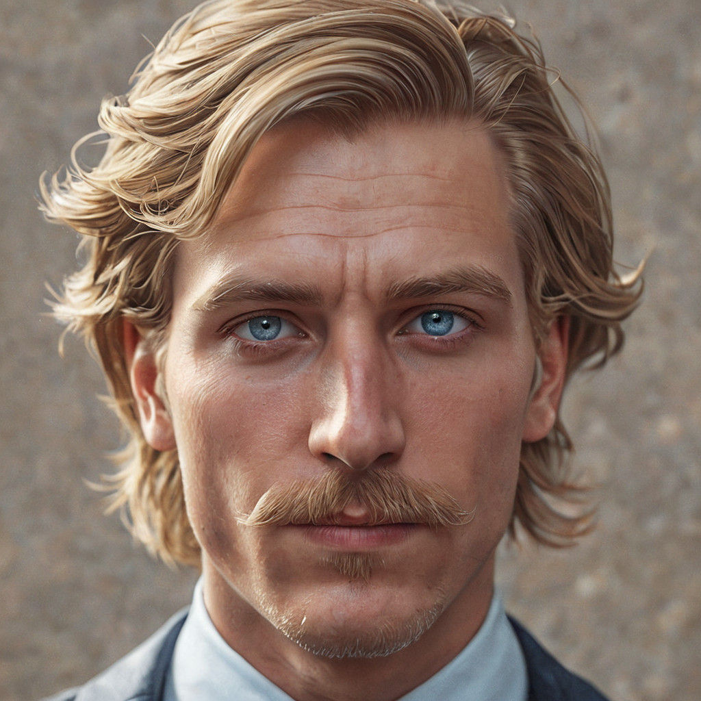 Dashing Blond Gentleman in Realistic Portrait Style