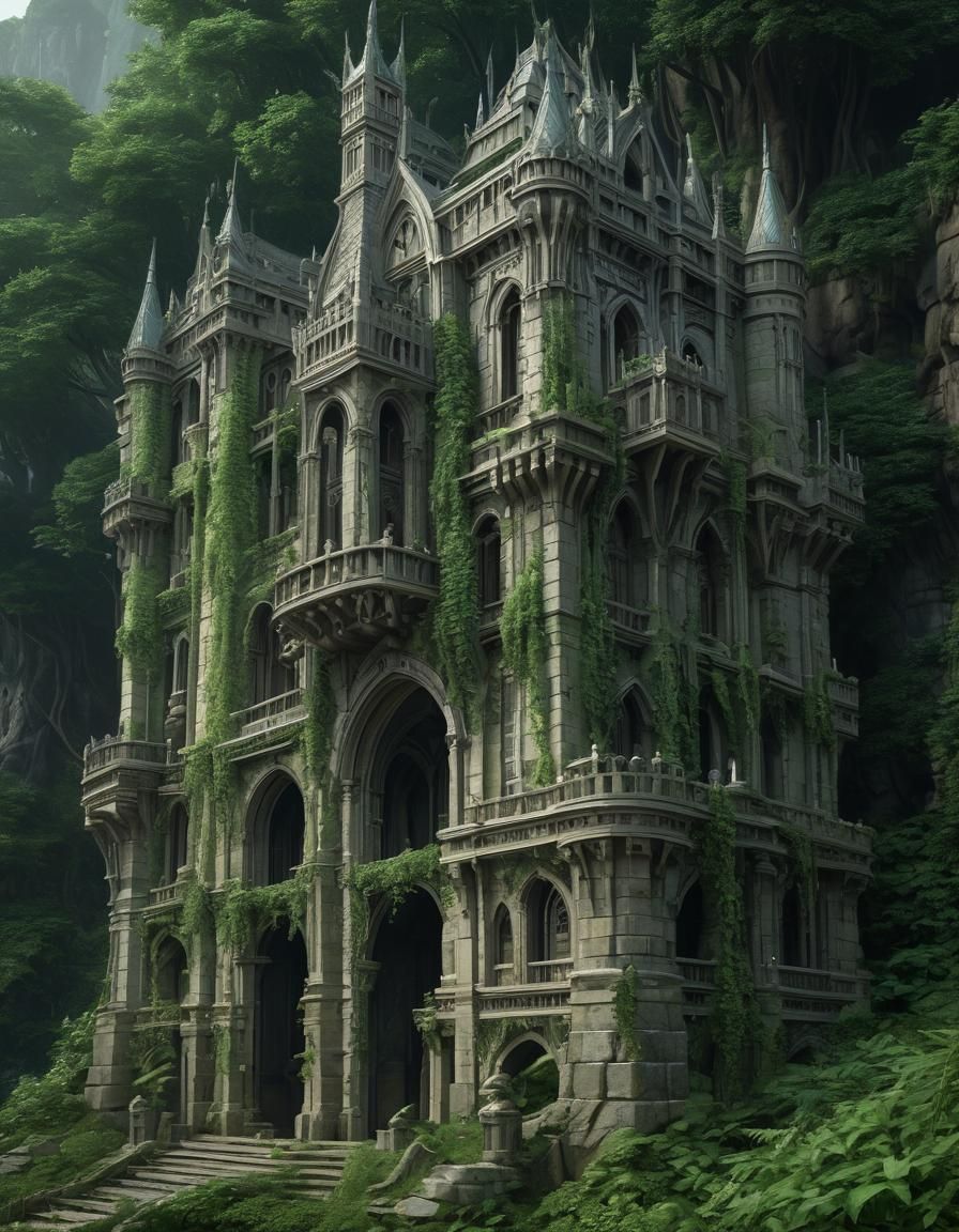 Gorgeous Elf Castle with Vines and Battlements