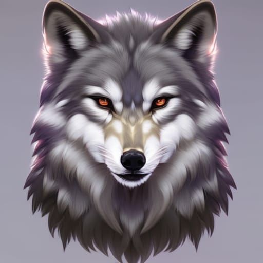 Cute Fluffy Baby Wolf Portrait in Detailed Digital Art