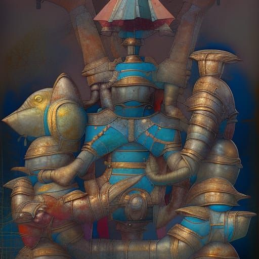 Luminescent Totem Abstract in Detailed Matte Style