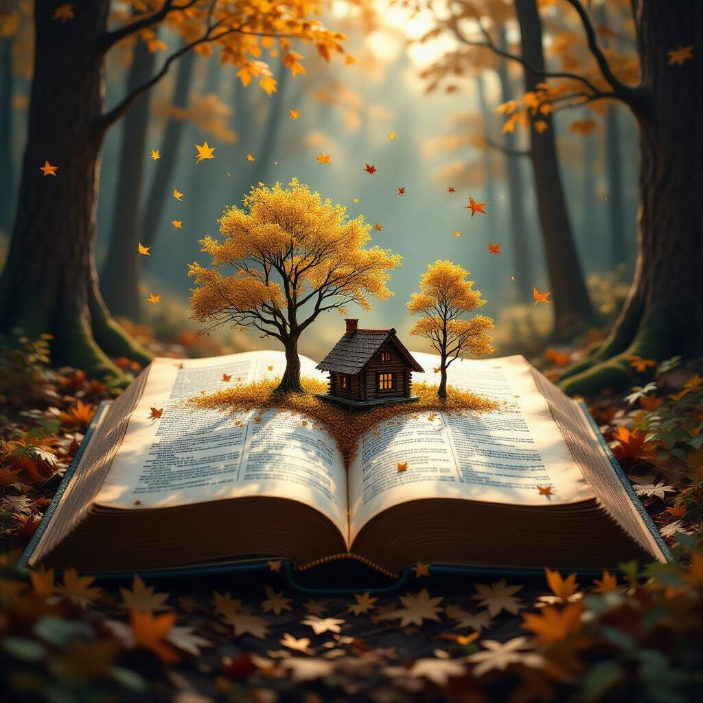 Ancient Book Transforms Forest Floor into Autumnal Landscape