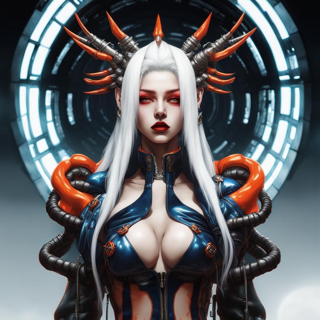 Cyberpunk Female Samurai in Anime Art Style