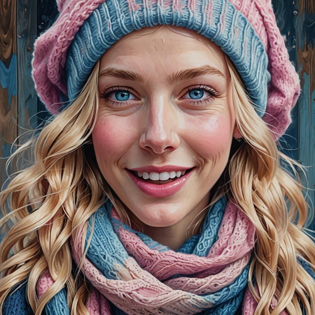 Beautiful Woman with Blue Eyes: Digital Portrait