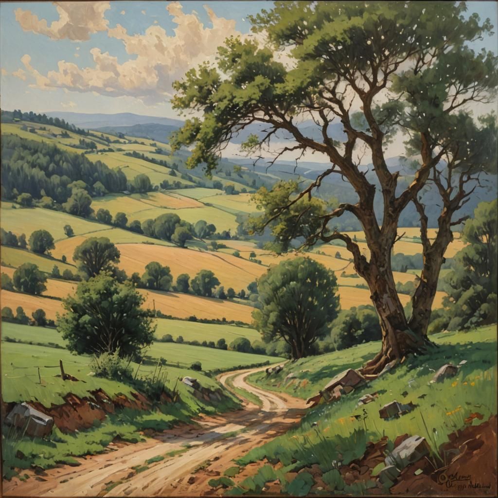 Landscape Near Blatiny in Oil Paint Style