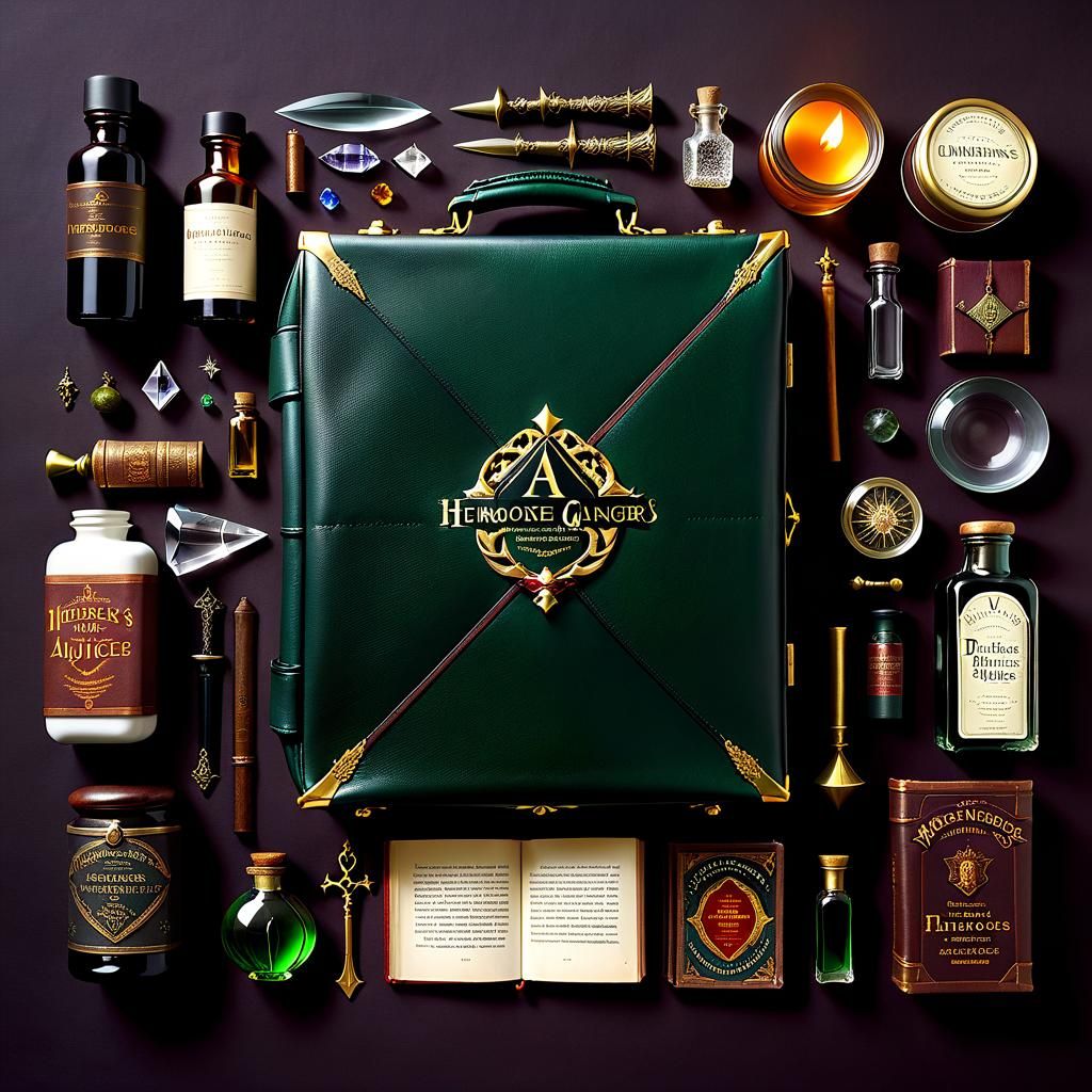 Knolling Layout of Hermione Granger's Bag Contents