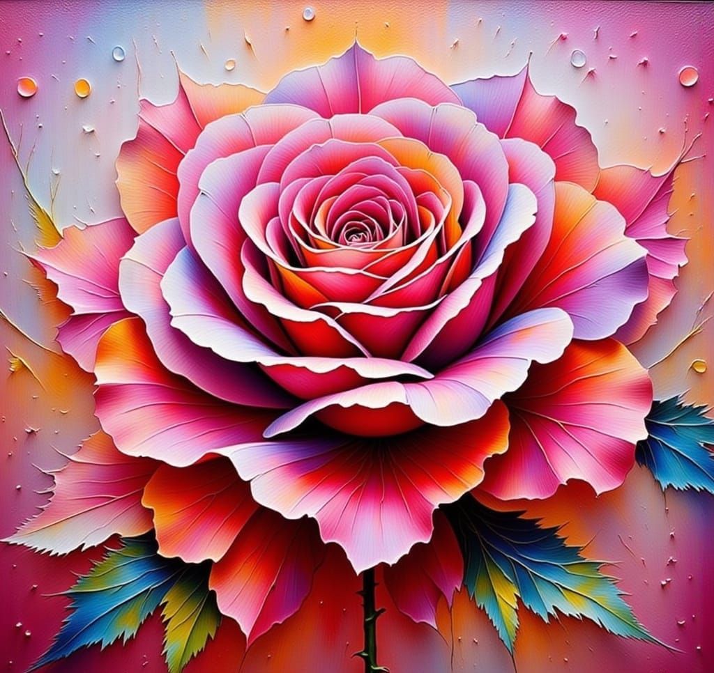 Impasto Rose in Extreme Closeup