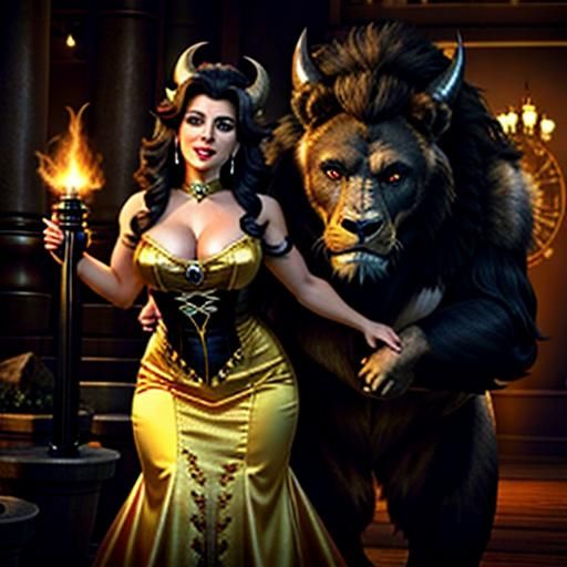 Deanna Troi as Belle With Chimera Beast