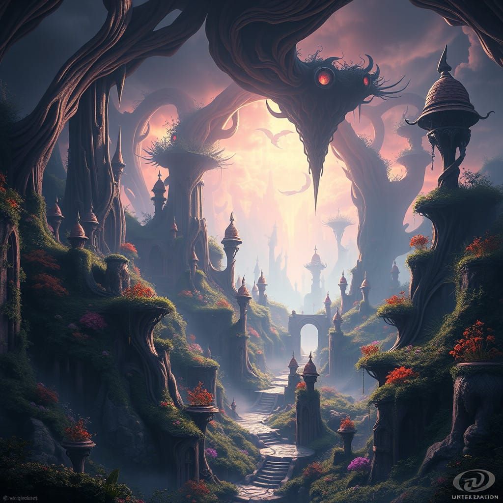 Surreal Fantasy Realm in Vibrant Colors