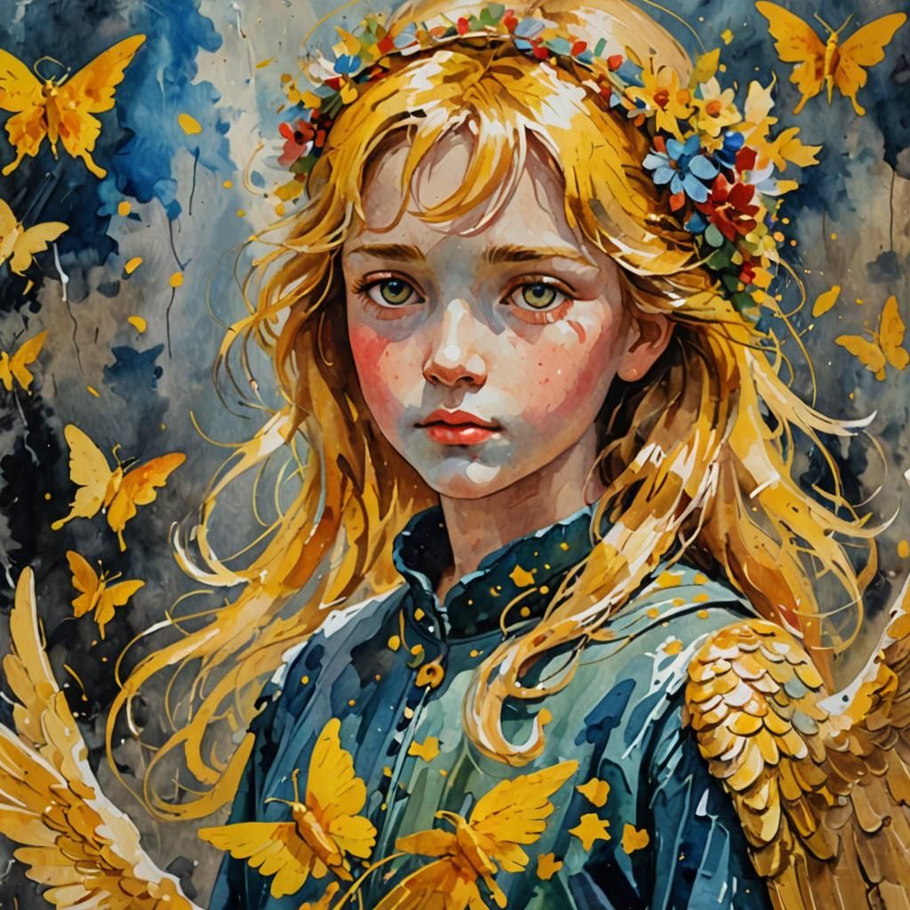 Angel in Gouache Style Impressionist Masterpiece