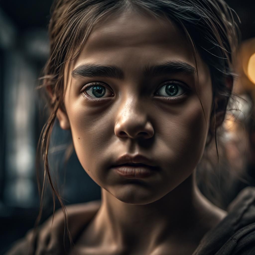 Hyperrealistic Portrait of a Blind Girl in 8k