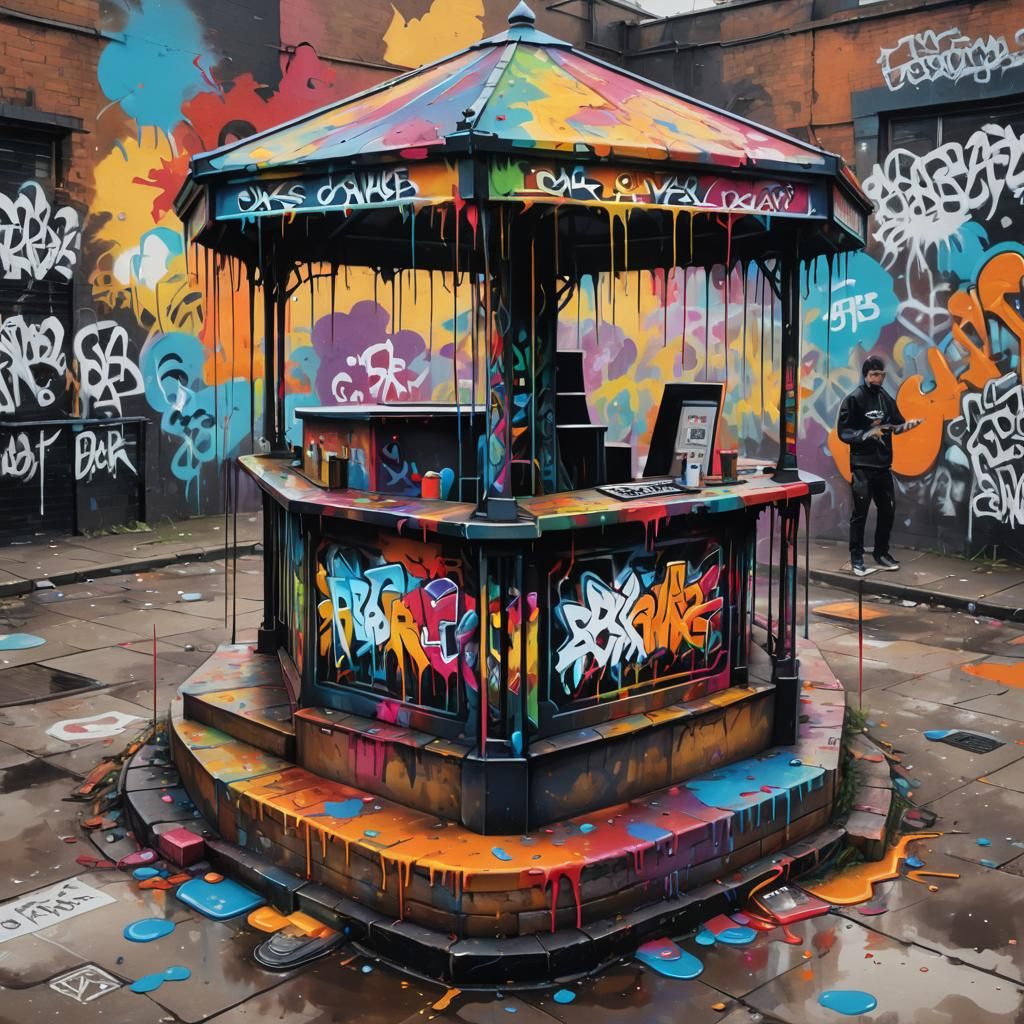 Colorful Graffiti Street Art with Polychromatic Details