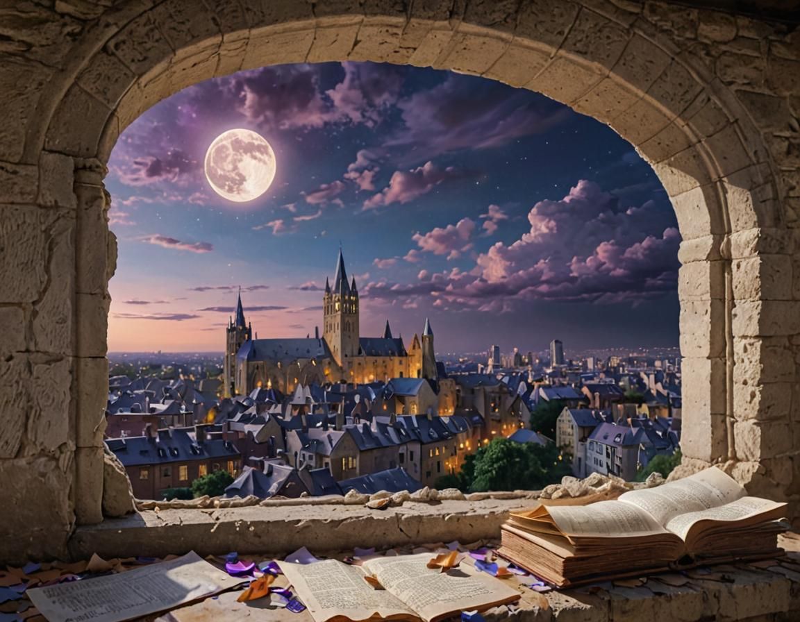 rom the window, under the big moon, a rarefied atmosphere