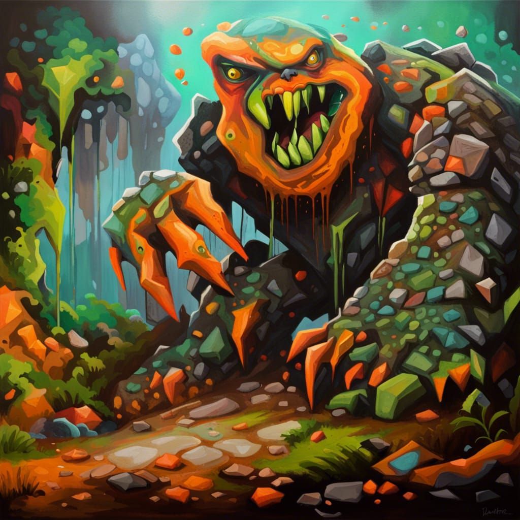 Goliath Stone Creature in Vibrant Wilderness