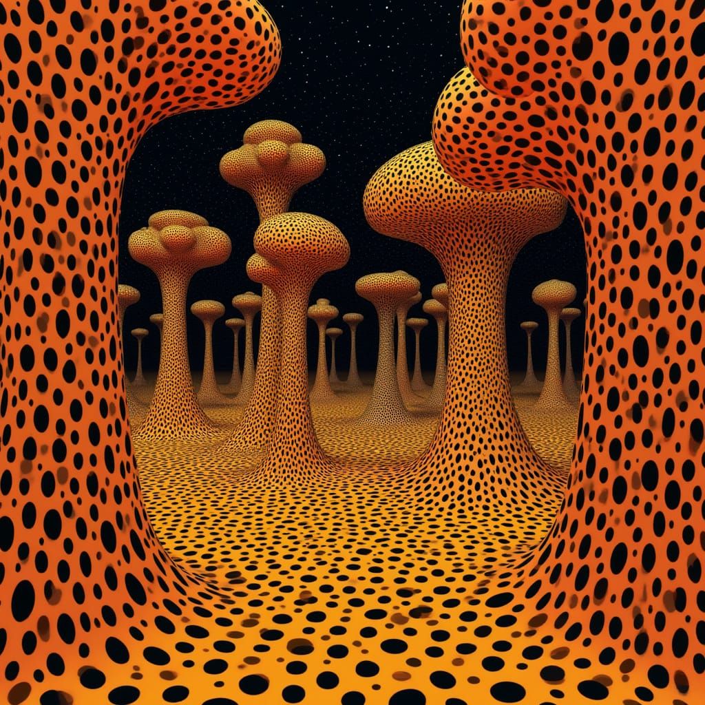 Psychedelic Polka Dot Dreamscape in Surreal Style