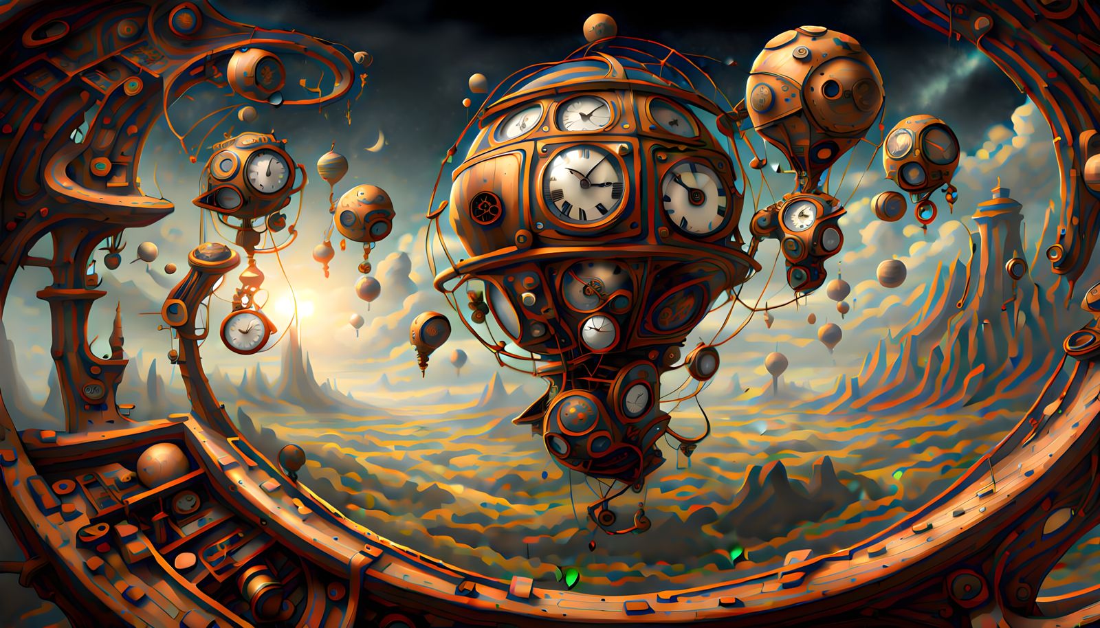 Steampunk Surrealism: Crooked Universe in Time Vortex