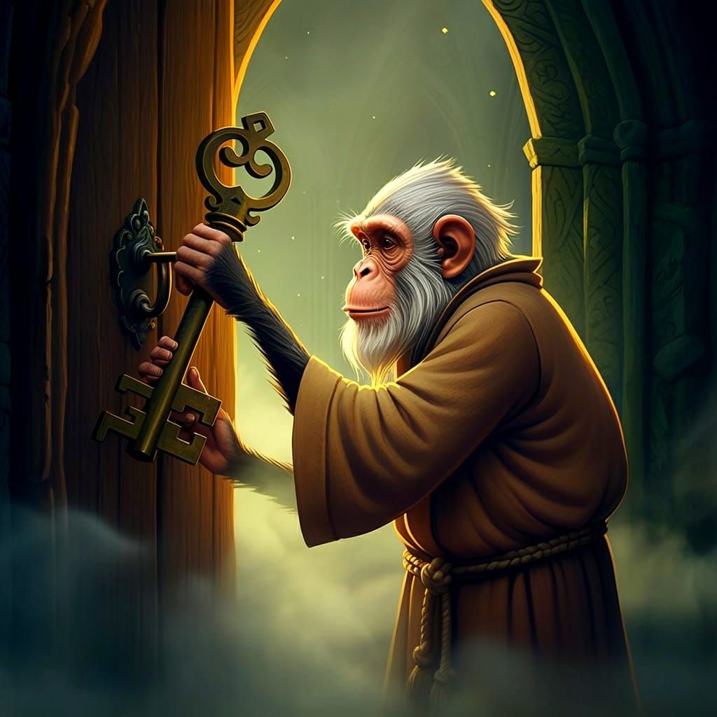 Humorous Monkey Unlocks Ancient Monastery Door