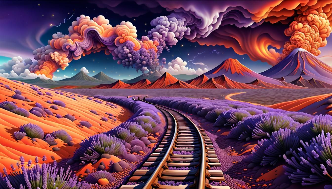 Lavender Volcano Eruption on Alien Island